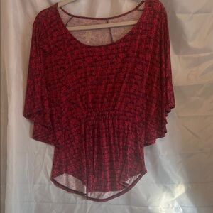 Elegant Red Patterned Blouse